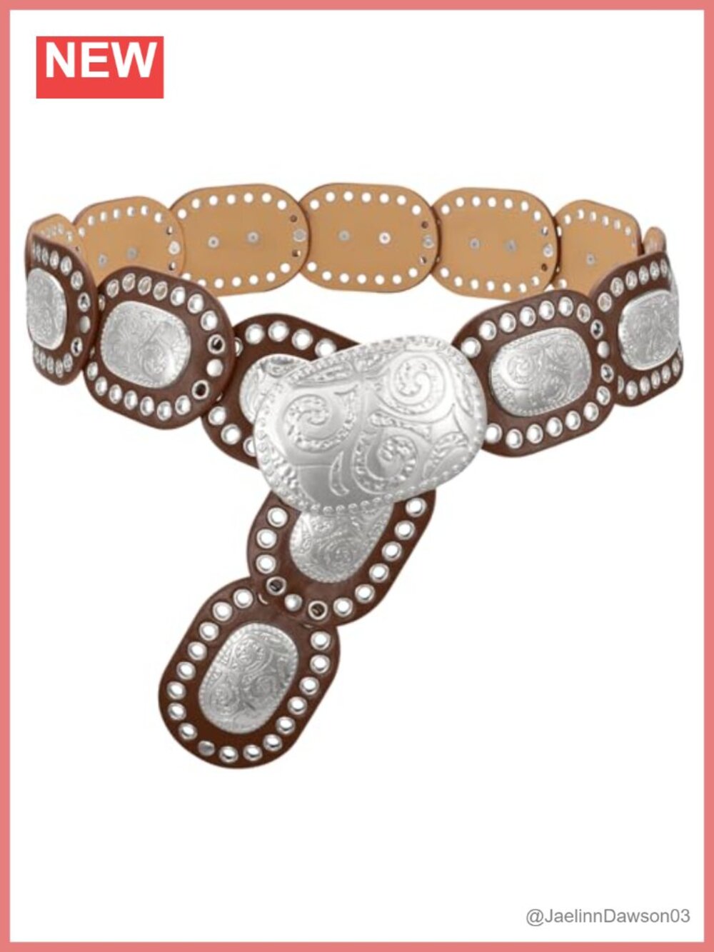 Women's Western Concho Belt PU Leather Wide Disc Buckle Cowgirl
